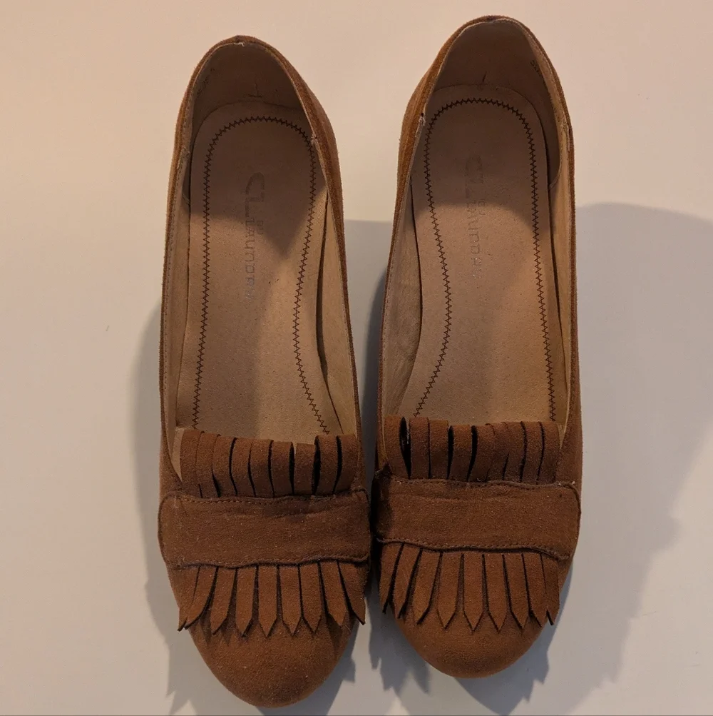 Brown Suede Block Heel Loafers